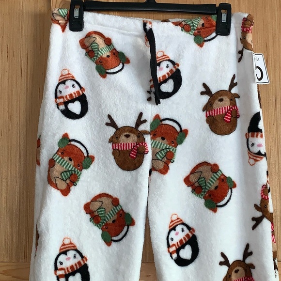 Style 5 NWT holiday forest friends fleece plush sleep pants size XL - Picture 2 of 3